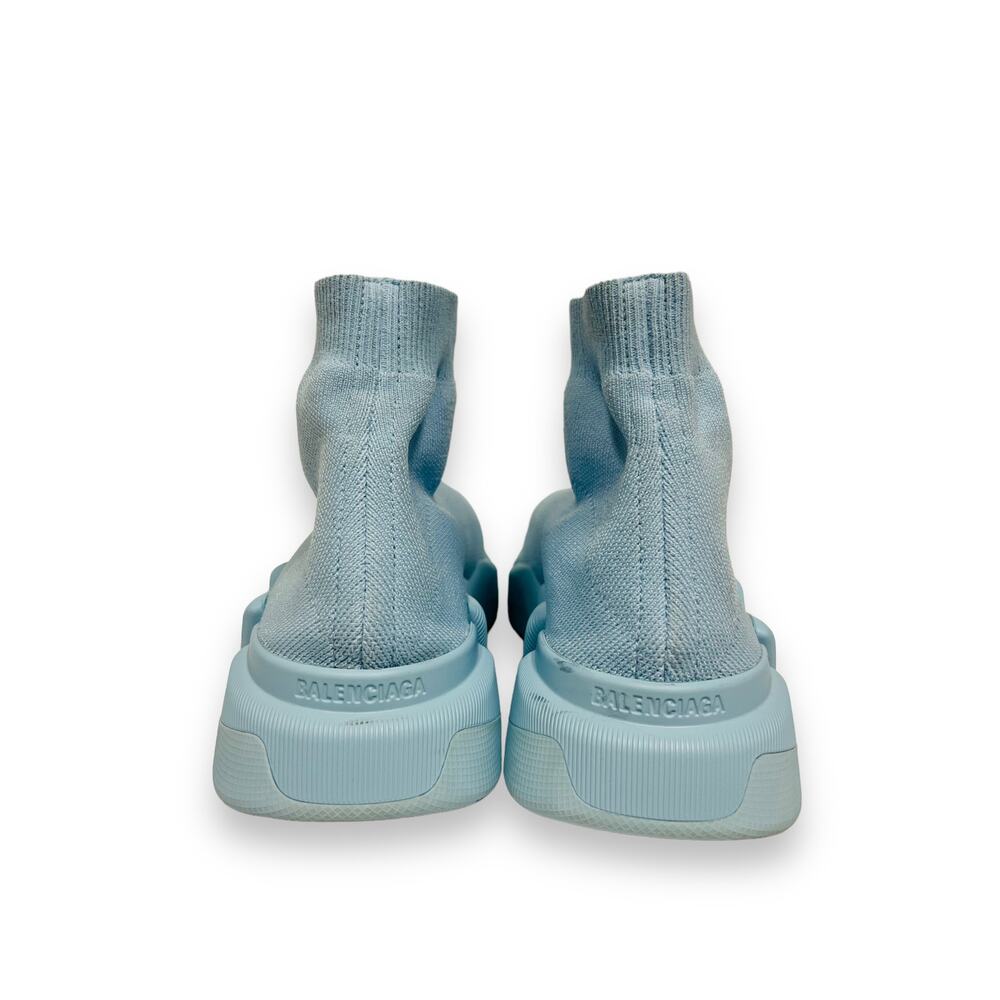 BALENCIAGA Light Blue Knit Fabric Logo Stretch Speed Sock High-Top Sneakers 39 - Picture 6 of 9